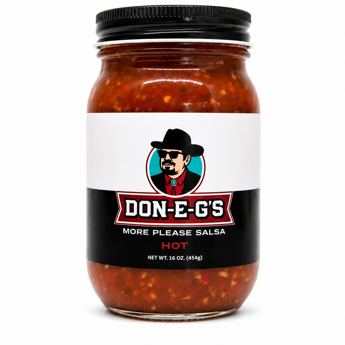Don-E-G's "More Please" Hot Salsa - Authentic Irresistible Homemade Taste, Made with a Secret Family Recipe, Made in Arkansas, 16 oz (2 Pack)
