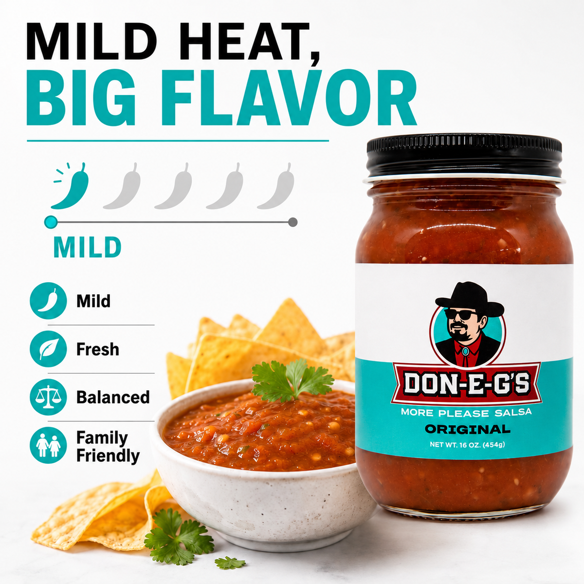 Don-E-G's Salsa Variety Pack: Original, Medium, and Hot - Spicy Tomato Salsas - Mild to Hot Range