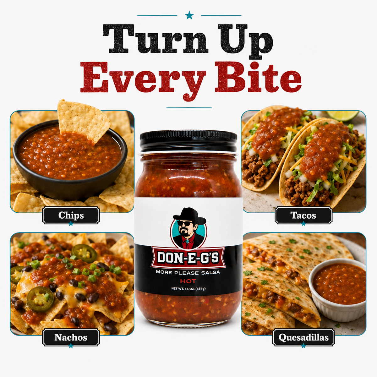 Don-E-G's "More Please" Hot Salsa - Authentic Irresistible Homemade Taste, Made with a Secret Family Recipe, Made in Arkansas, 16 oz (2 Pack)