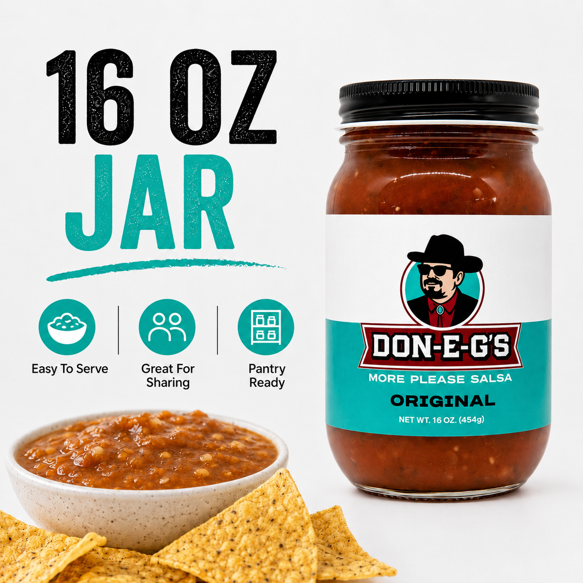 Don-E-G's Salsa Variety Pack: Original, Medium, and Hot - Spicy Tomato Salsas - Mild to Hot Range