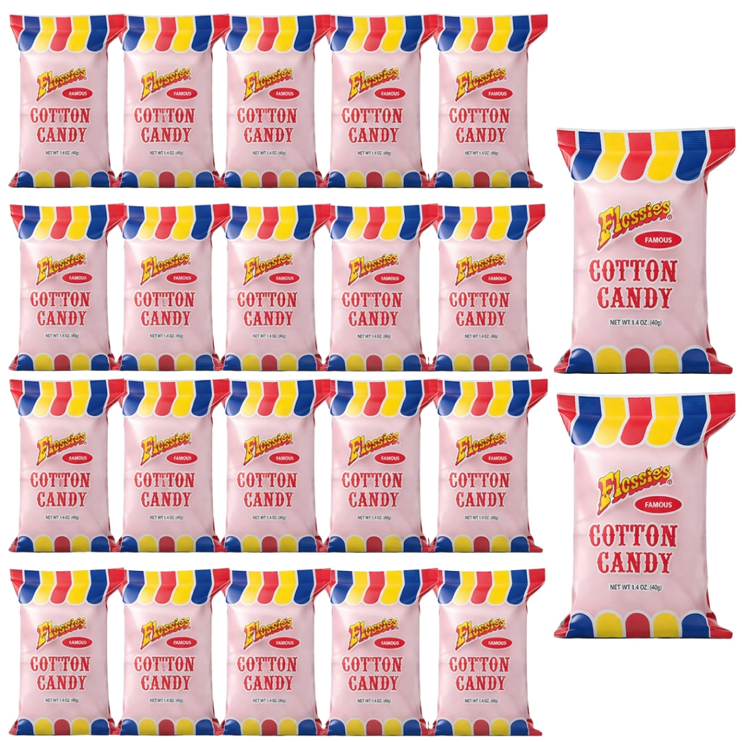 Flossie's Famous Cotton Candy Blue and Pink Party Flavors, 2.4oz Bag