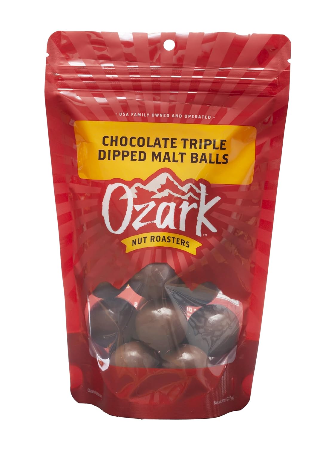 OZARK NUT ROASTERS, Chocolate Malt Balls, Flavored Snack Nuts, World-Class Gourmet Candied Peanuts, Resealable Pack