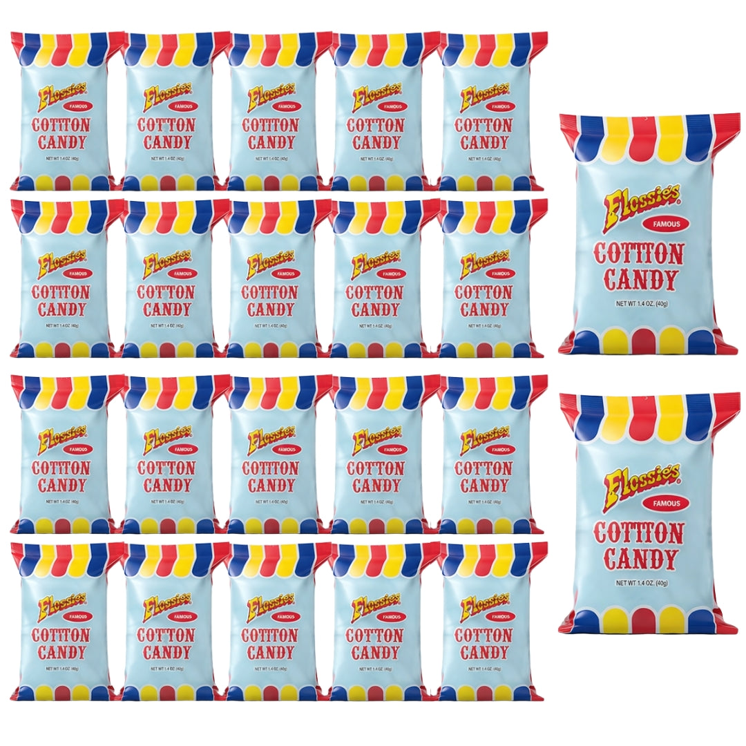 Flossie's Famous Cotton Candy Blue and Pink Party Flavors, 2.4oz Bag