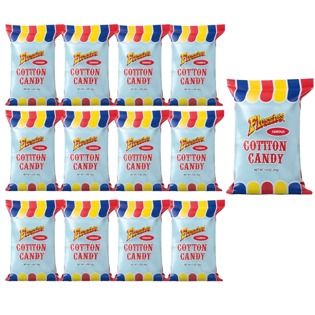 Flossie's Famous Cotton Candy Blue and Pink Party Flavors, 2.4oz Bag