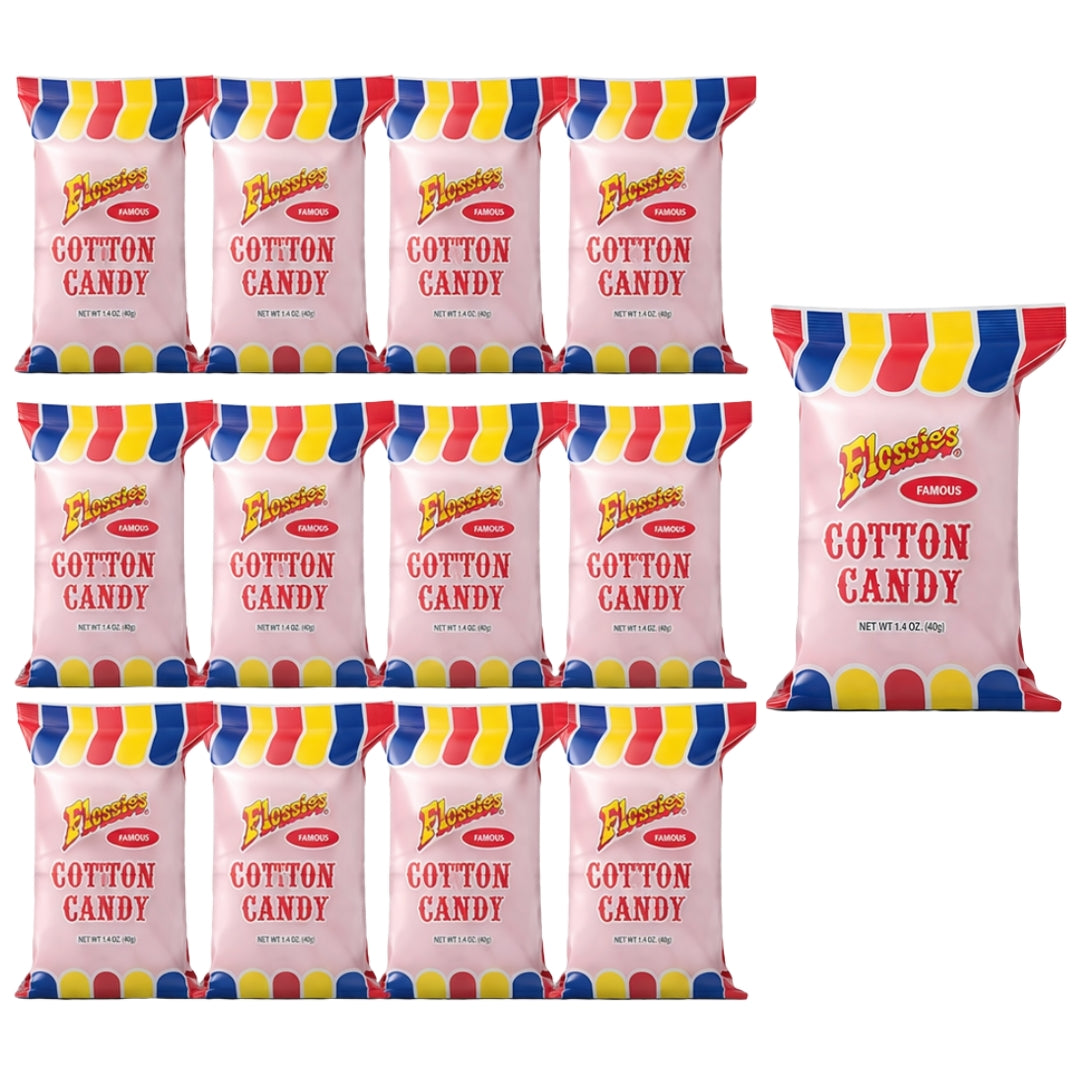 Flossie's Famous Cotton Candy Blue and Pink Party Flavors, 2.4oz Bag