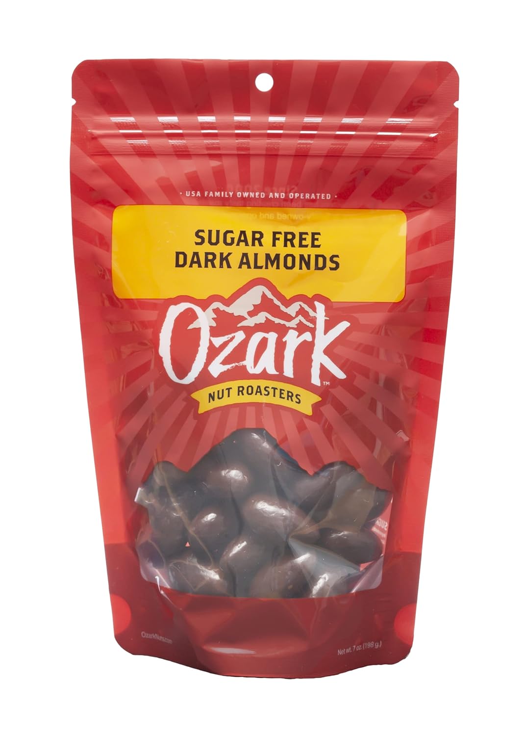 OZARK NUT ROASTERS, Sugar Free Dark Almonds, Flavored Snack Nuts, World-Class Gourmet Candied Peanuts, Resealable Pack