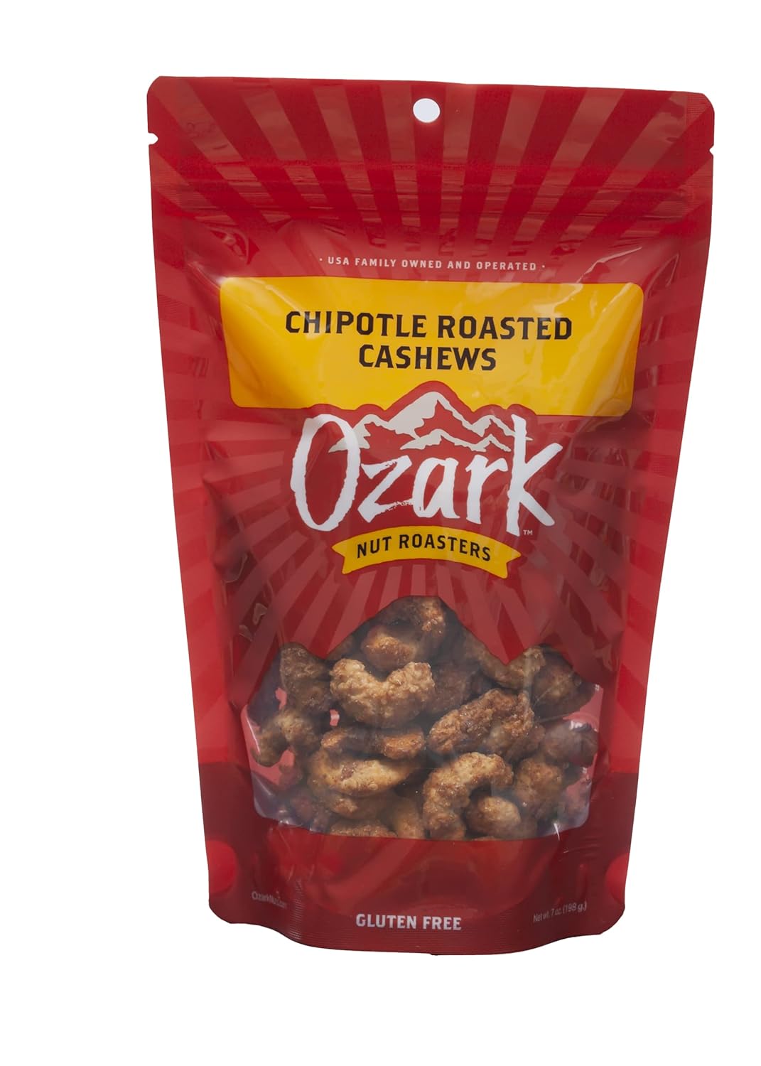 OZARK NUT ROASTERS, Chipotle Roasted Cashews, Flavored Snack Nuts, World-Class Gourmet Candied Peanuts, Resealable Pack