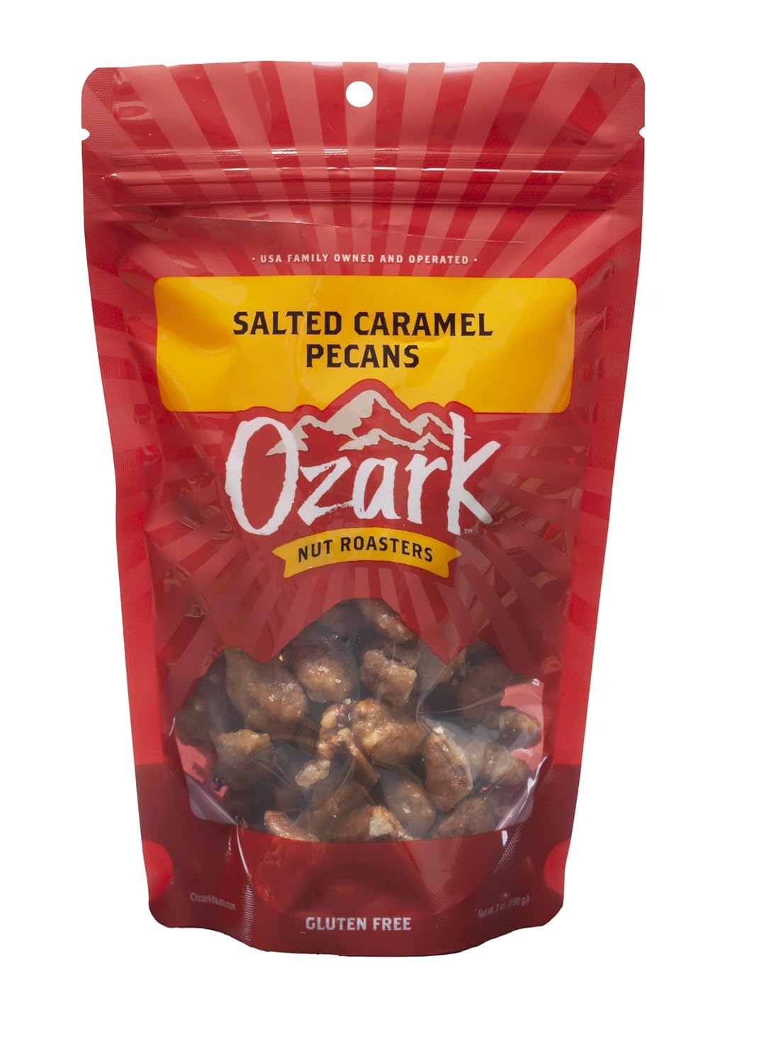 OZARK NUT ROASTERS, Salted Caramel Pecans, Flavored Snack Nuts, World-Class Gourmet Candied Peanuts, Resealable Pack