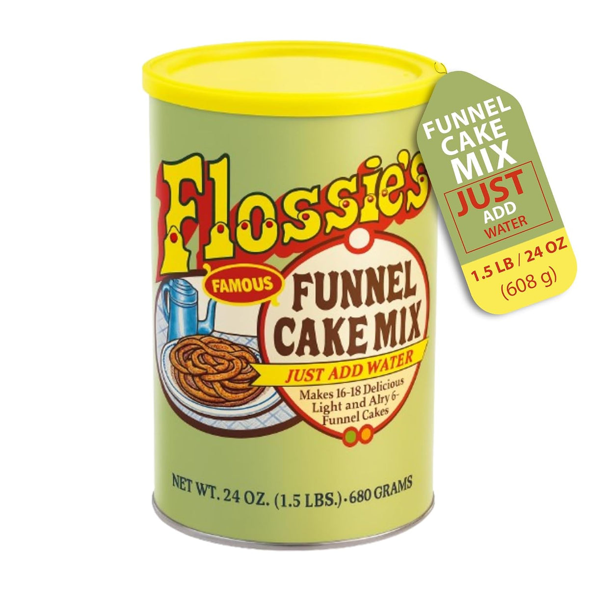 Flossie’s Famous Funnel Cake Mix, Just Add Water, Makes 16-18 Delicious Light and Airy 6in Funnel Cakes