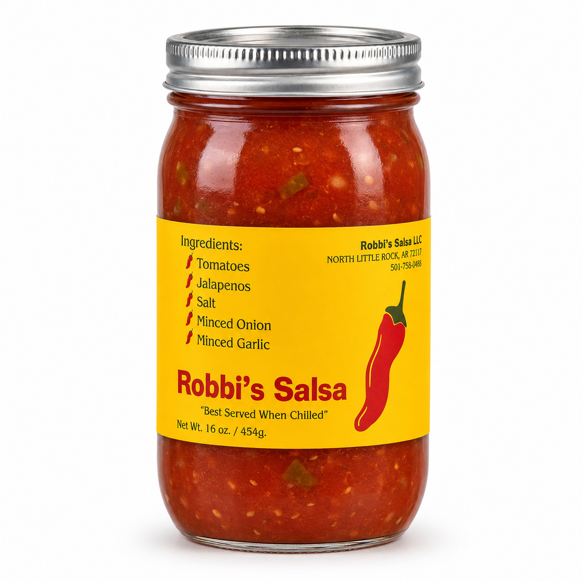 Robbi's Salsa Original - Authentic Arkansas Flavor in Every Bite! Homemade Taste with Secret Blend of Tomatoes, Jalapeno Peppers, Salt, Onion & Garlic, 