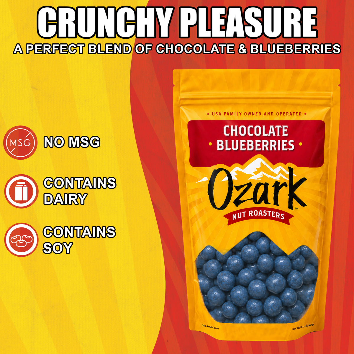 OZARK NUT ROASTERS, Chocolate Blueberries, Flavored Snack Nuts, World-Class Gourmet Candied Peanuts, 4 Ounces Resealable Pack…