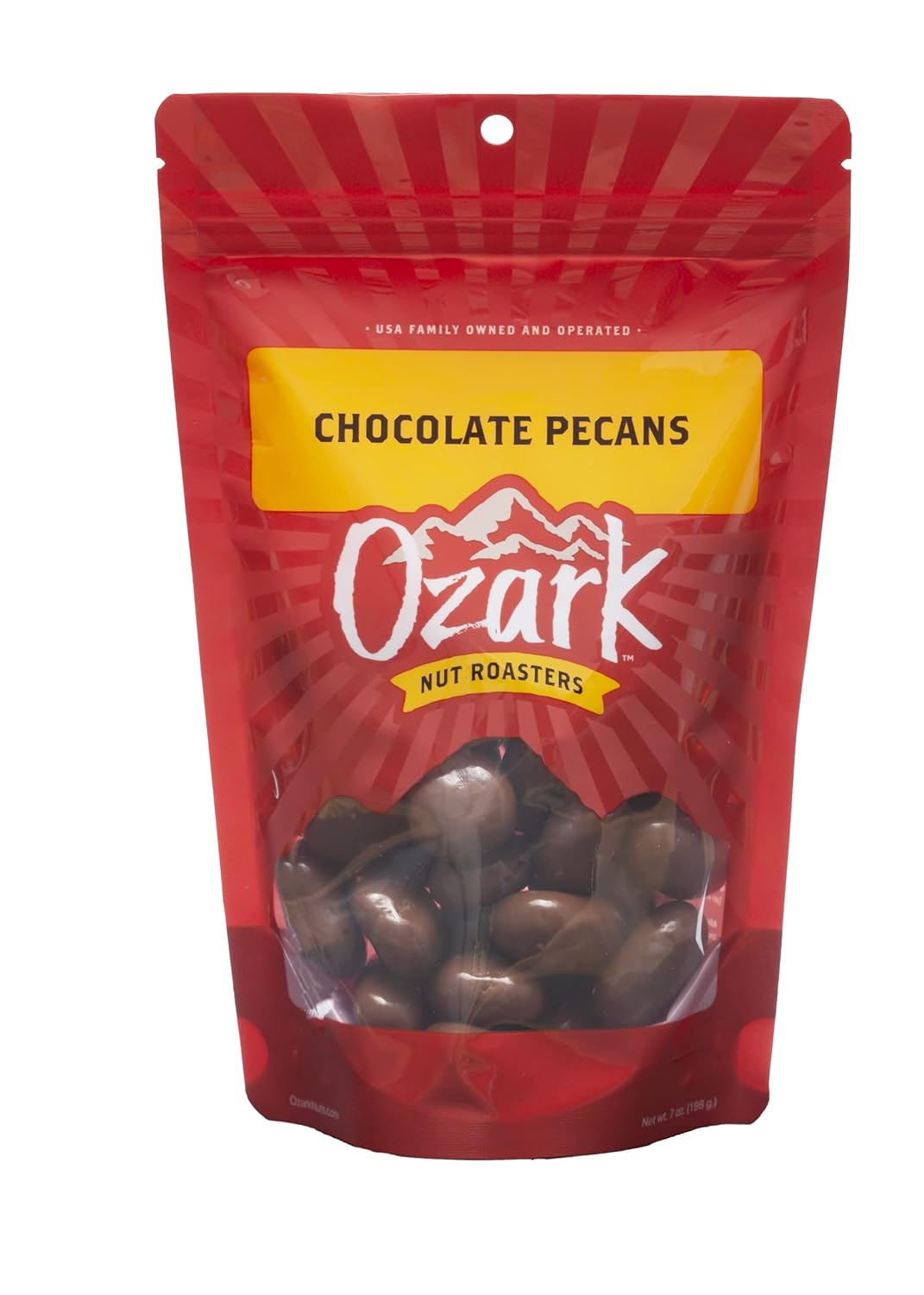 OZARK NUT ROASTERS, 4 ounces, Chocolate Pecans, Flavored Snack Nuts, World-Class Gourmet Candied Peanuts, Resealable Pack (4.0 oz)