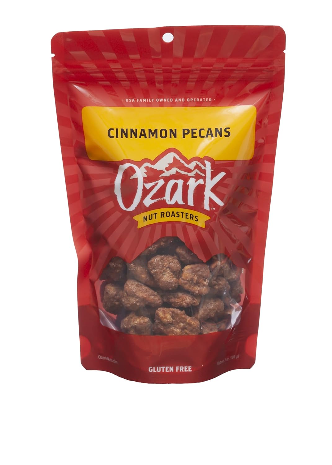 OZARK NUT ROASTERS, Cinnamon Pecans, Flavored Snack Nuts, World-Class Gourmet Candied Peanuts, Resealable Pack