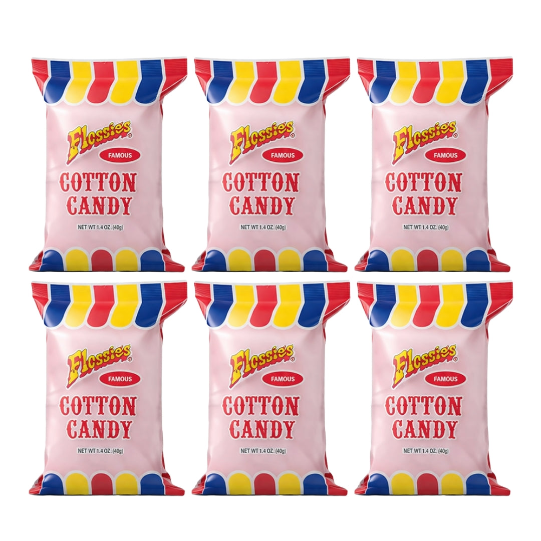 Flossie's Famous Cotton Candy Blue and Pink Party Flavors, 2.4oz Bag