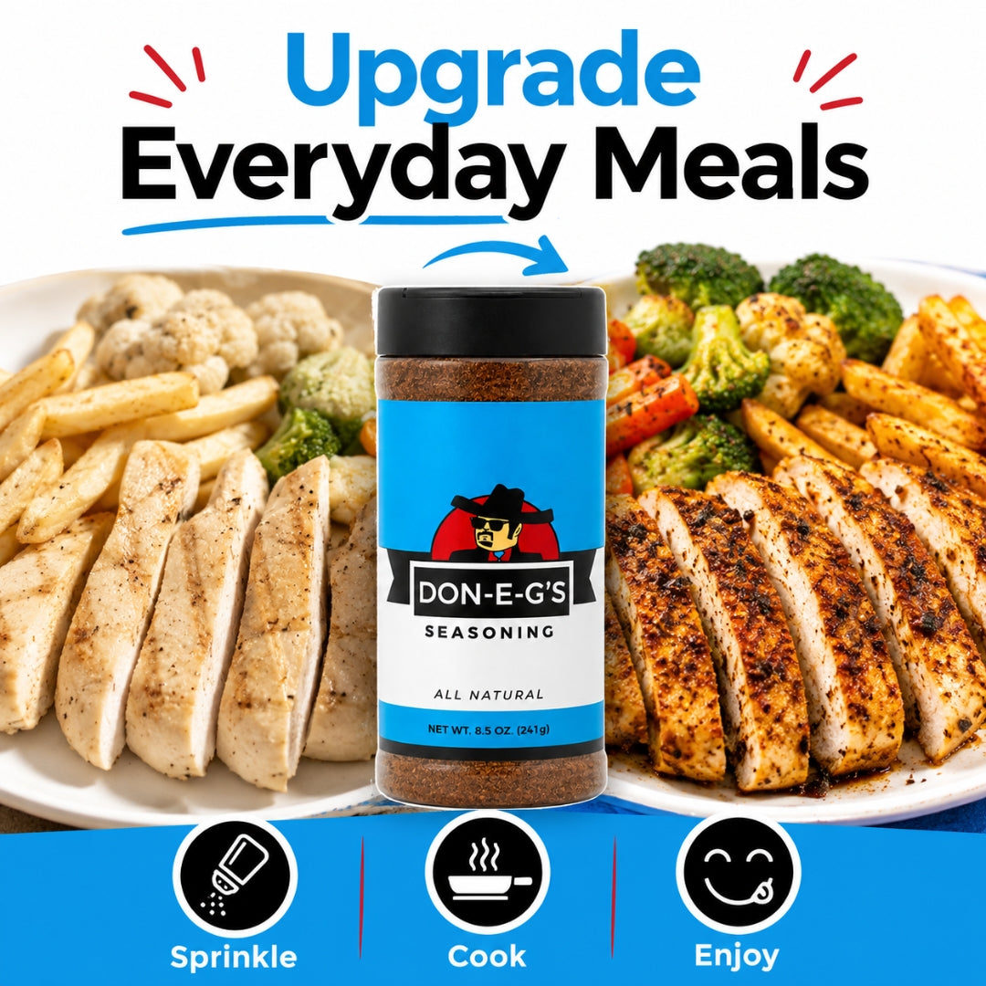Don-E-G's "More Please" All Natural Seasoning - Authentic Irresistible Homemade Taste, Made with a Secret Family Recipe, Made in Arkansas, 8.5oz (2 Pack)