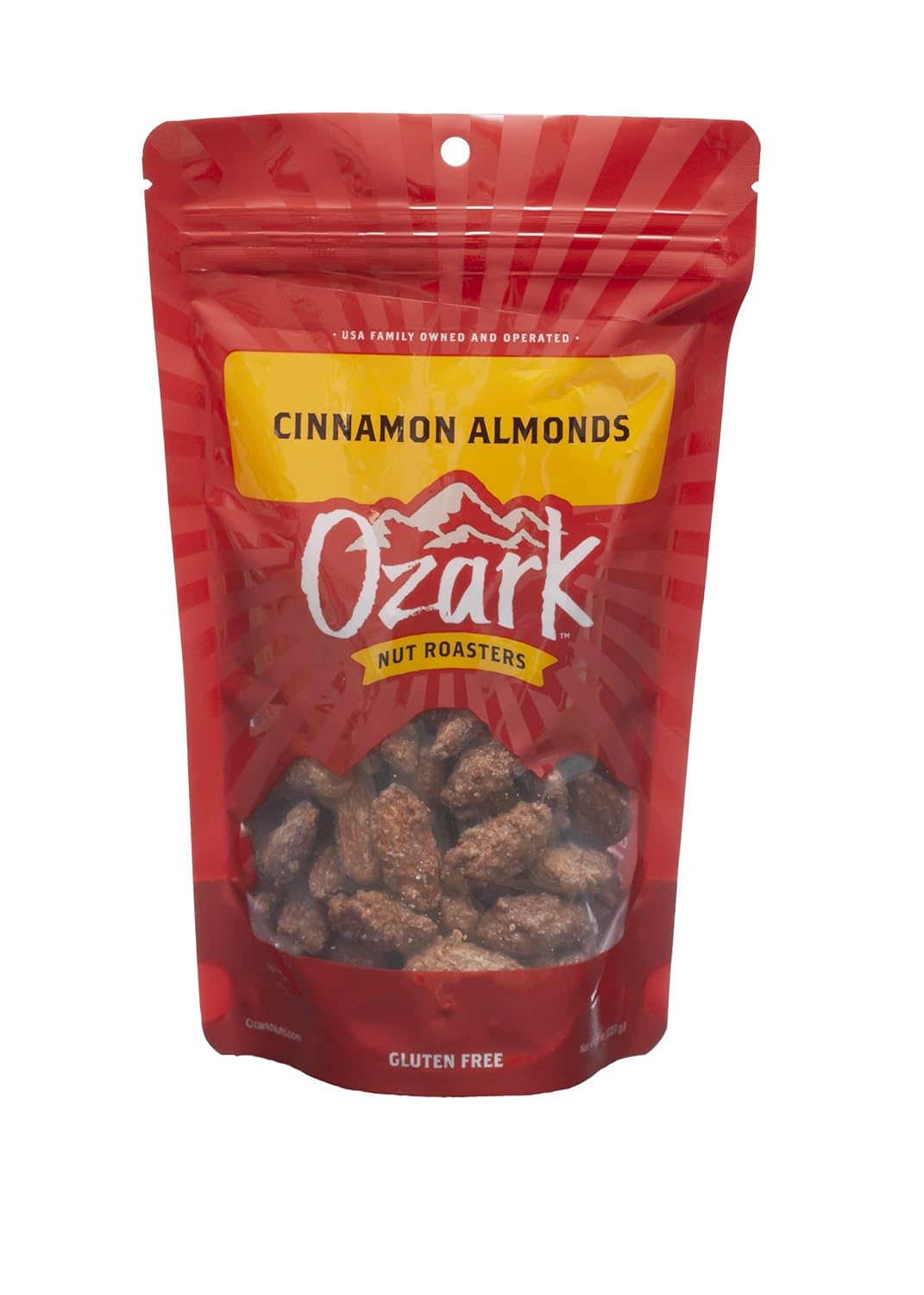 OZARK NUT ROASTERS, Cinnamon Almonds, Flavored Snack Nuts, World-Class Gourmet Candied Peanuts, Resealable Pack