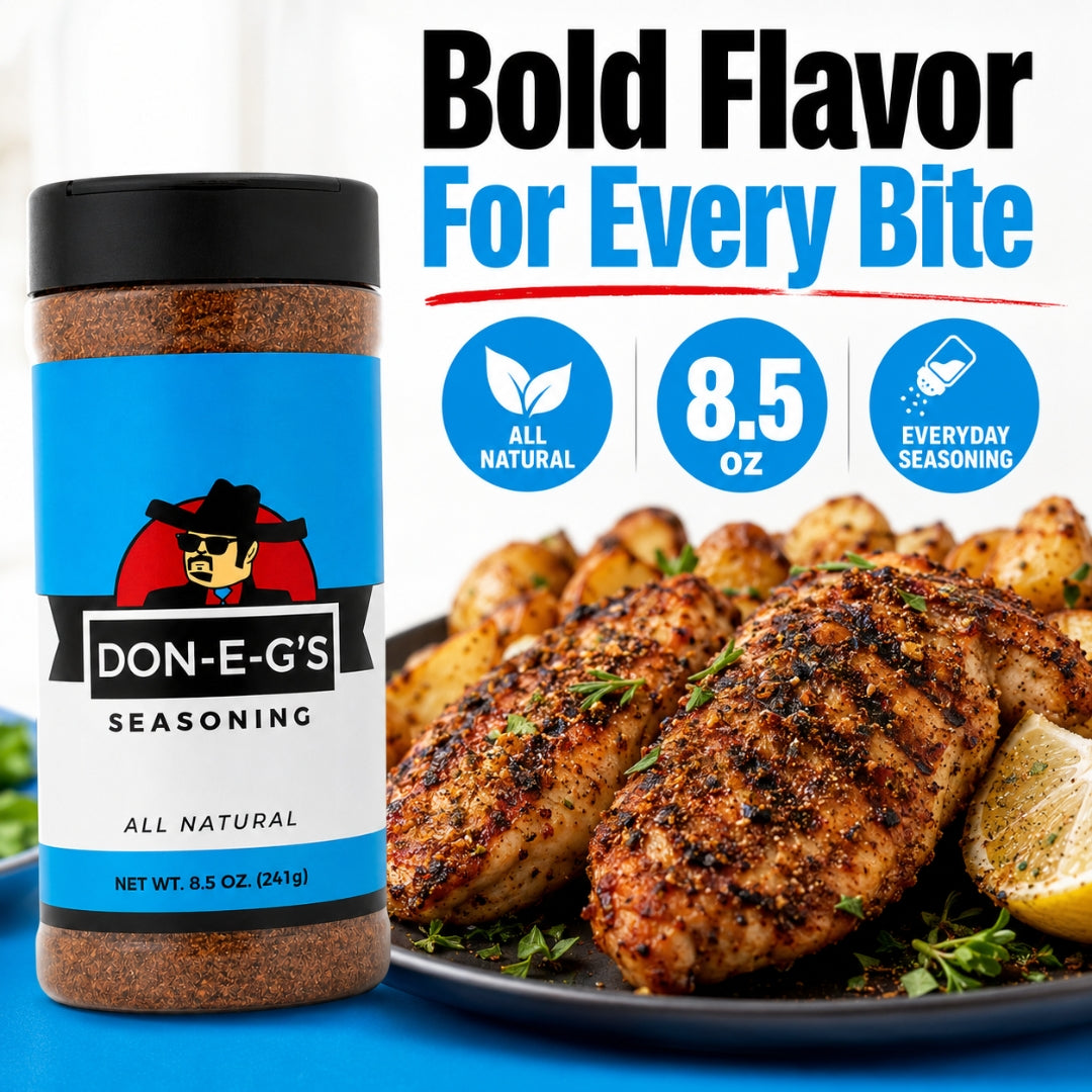Don-E-G's "More Please" All Natural Seasoning - Authentic Irresistible Homemade Taste, Made with a Secret Family Recipe, Made in Arkansas, 8.5oz (2 Pack)
