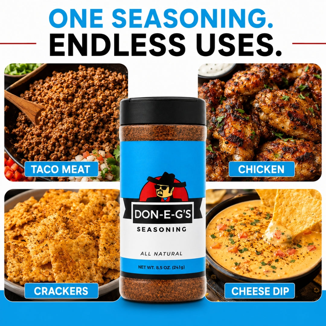 Don-E-G's "More Please" All Natural Seasoning - Authentic Irresistible Homemade Taste, Made with a Secret Family Recipe, Made in Arkansas, 8.5oz (2 Pack)
