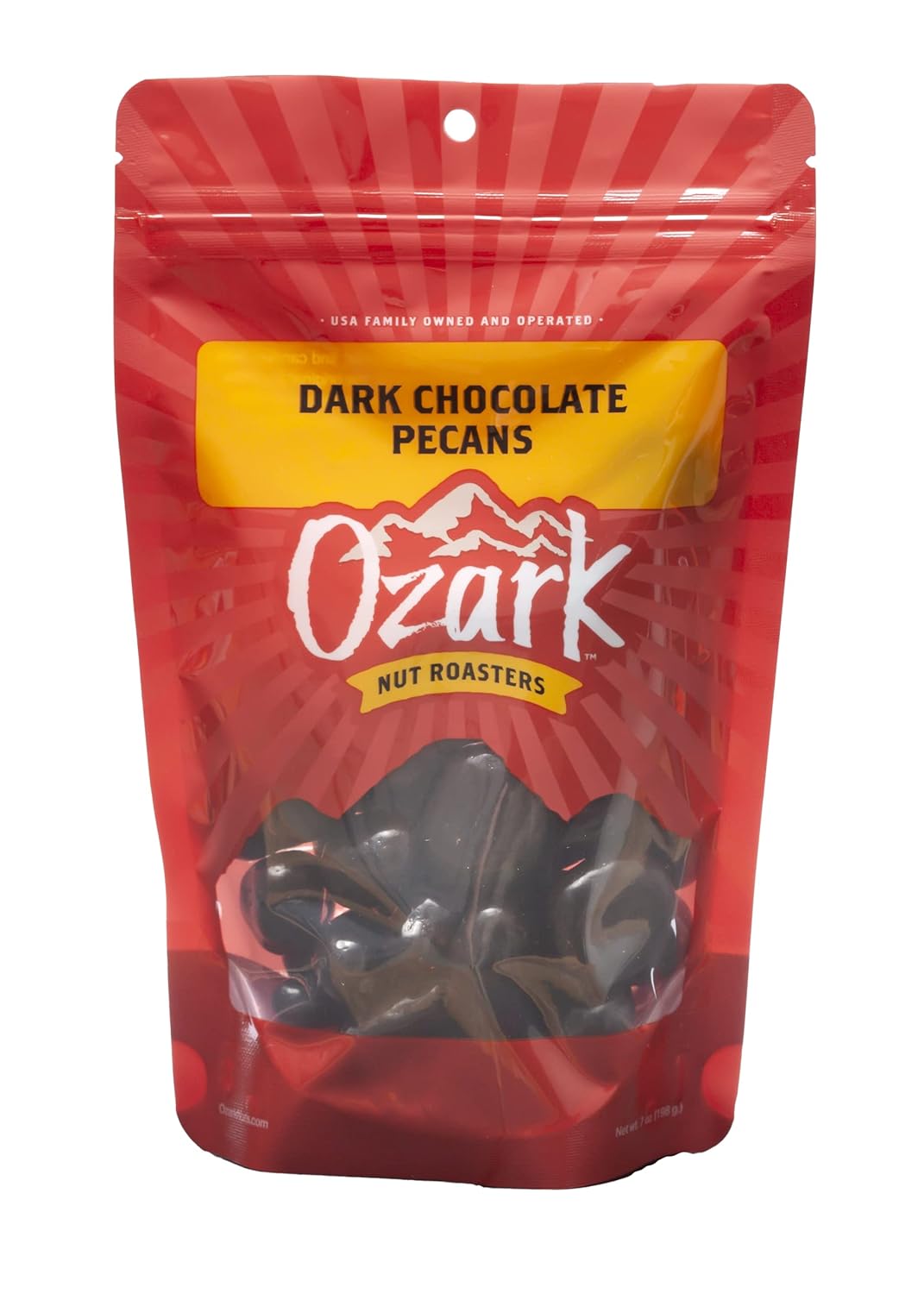 OZARK NUT ROASTERS, Dark Chocolate Pecans, Flavored Snack Nuts, World-Class Gourmet Candied Peanuts, Resealable Pack