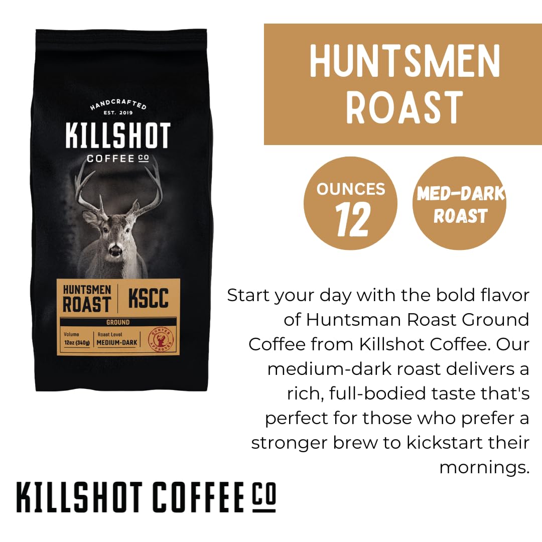 Killshot Coffee Ground Coffee - 12 Ounce Bag (12 oz, Huntsmen Roast)