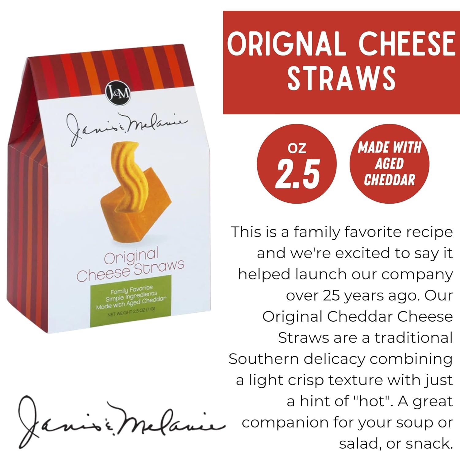 J&M Foods Original Cheese Straws, 2.5 Ounce