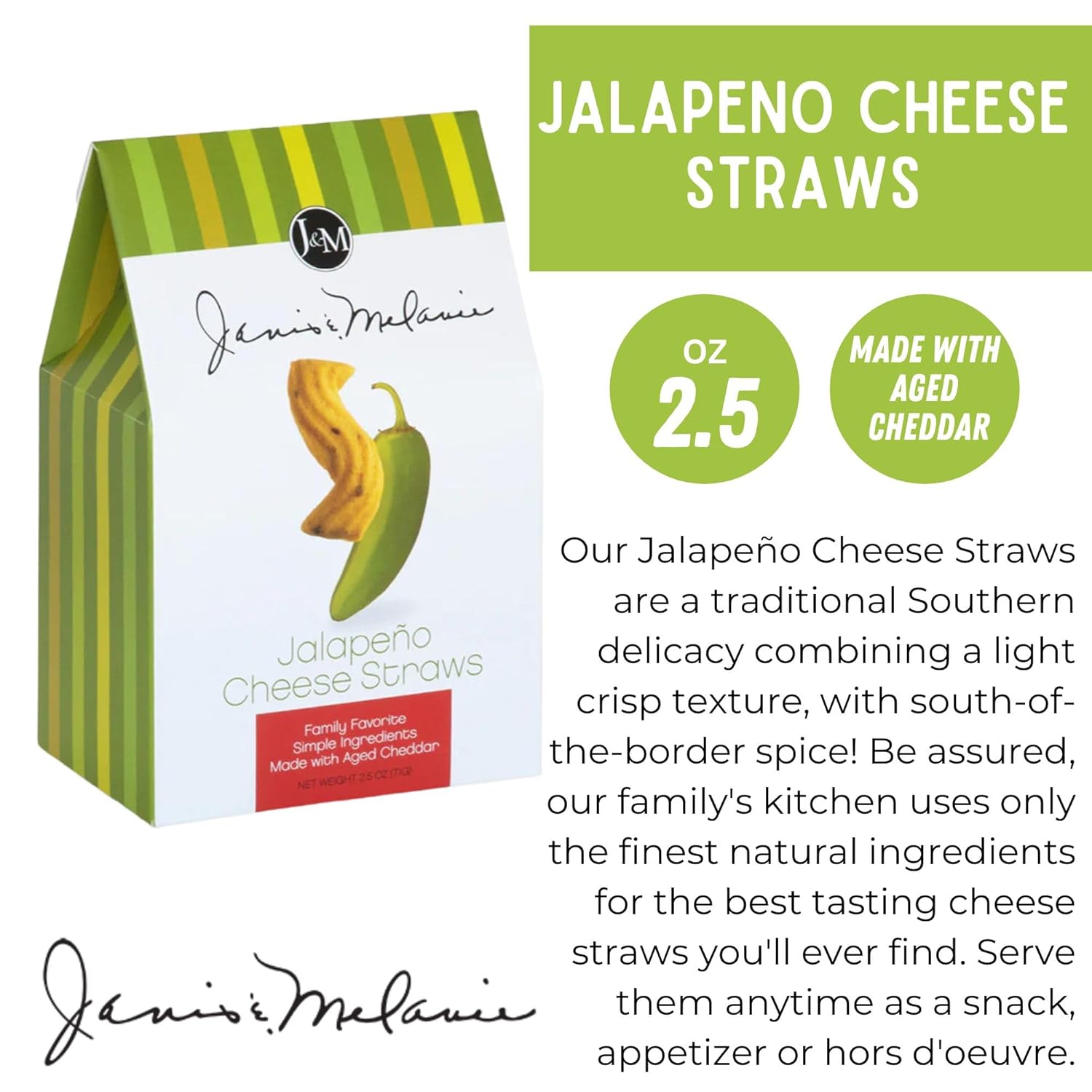 J&M Foods Jalapeño Cheese Straws, 2.5 Ounce