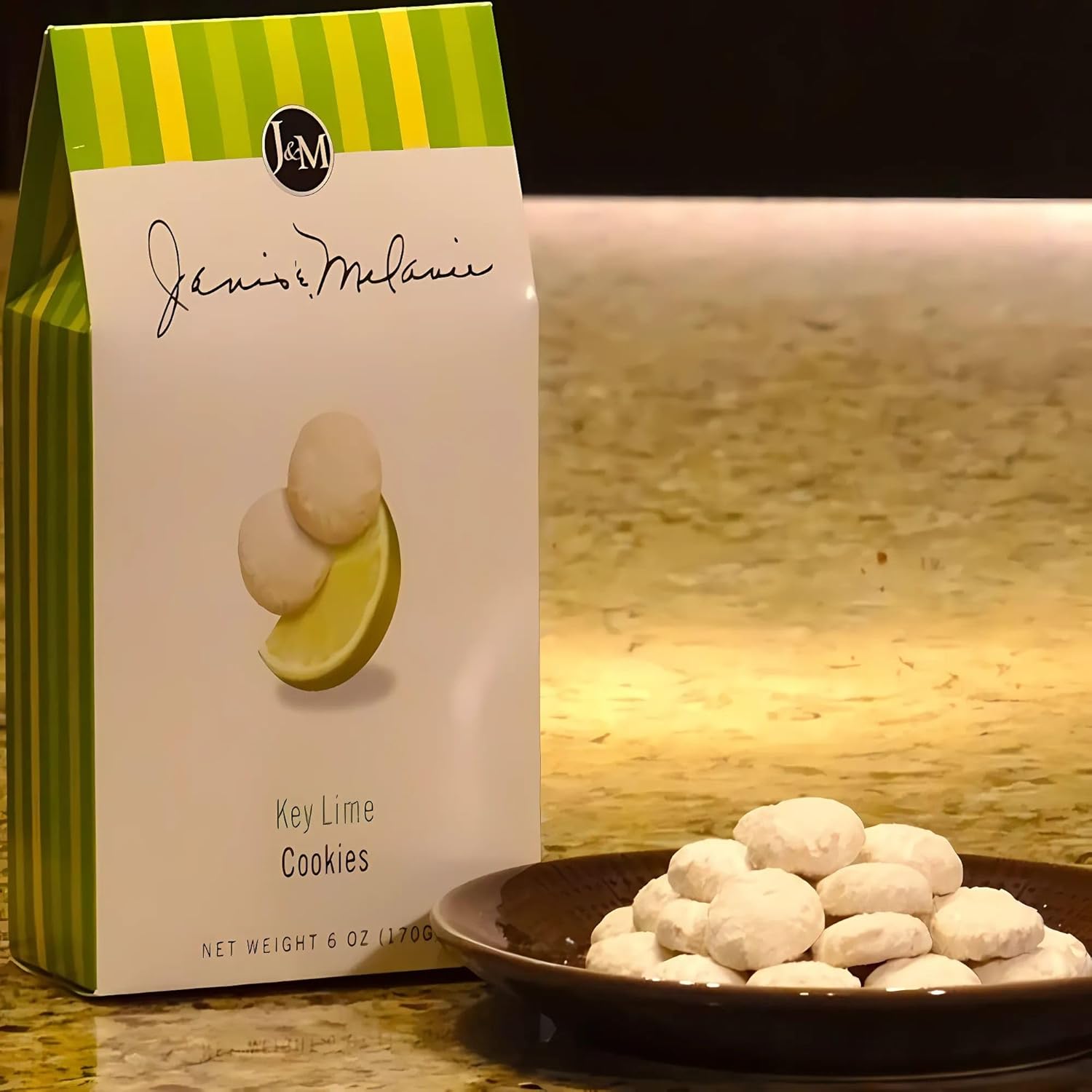 J&M Key Lime Cookies, Refreshing Citrus Flavor, Sweet & Tart for Snacking, Desserts, and Gift-Giving, Delicious Treats, 6 oz, 2 Pack