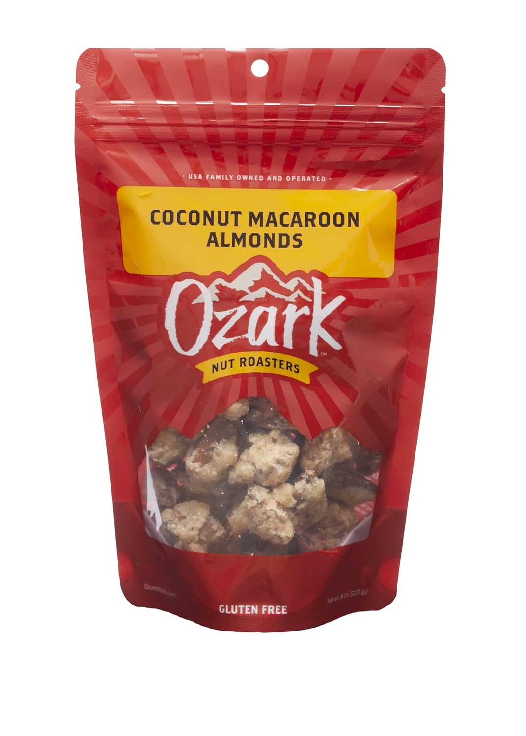 OZARK NUT ROASTERS, Coconut Macaroon Almonds, Flavored Snack Nuts, World-Class Gourmet Candied Peanuts, Resealable Pack