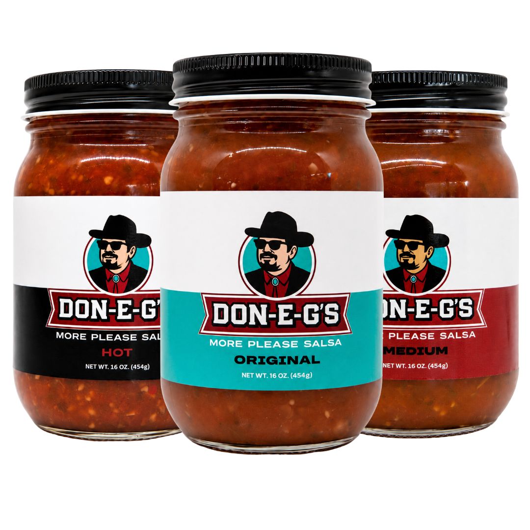 Don-E-G's Salsa Variety Pack: Original, Medium, and Hot - Spicy Tomato Salsas - Mild to Hot Range