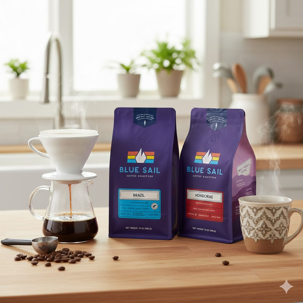 Blue Sail Coffee Backpacker's Blend, Medium Dark Roast Ground Coffee, 12 Ounce
