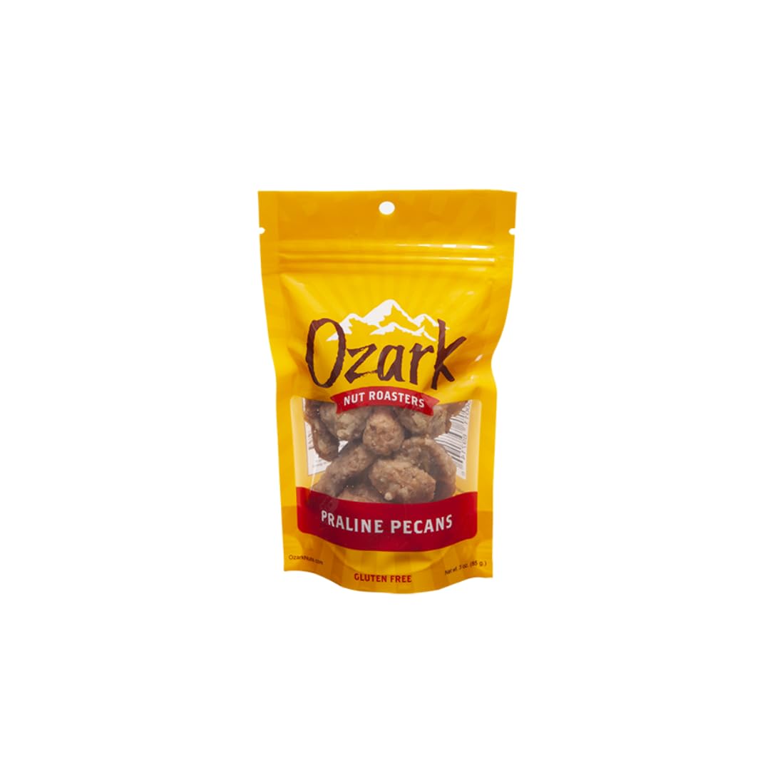 OZARK NUT ROASTERS, Praline Pecans, Flavored Snack Nuts, World-Class Gourmet Candied Peanuts, Resealable Pack