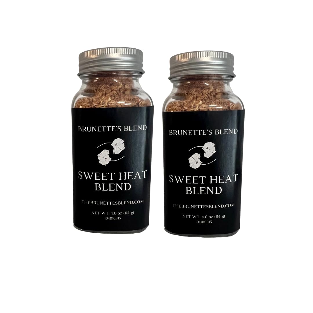 Brunette's Blend Sweet Heat Seasoning, Organic, No MSG, non-GMO, Vegan, Resealable Container, 4 Ounce (2 Pack)