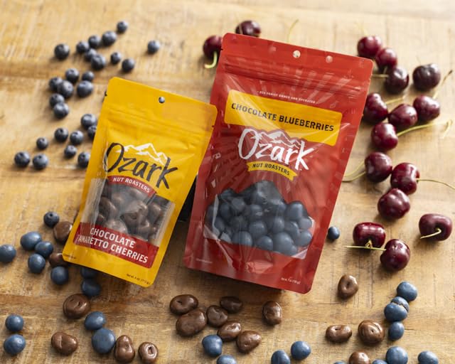 OZARK NUT ROASTERS, Chocolate Blueberries, Flavored Snack Nuts, World-Class Gourmet Candied Peanuts, 4 Ounces Resealable Pack…