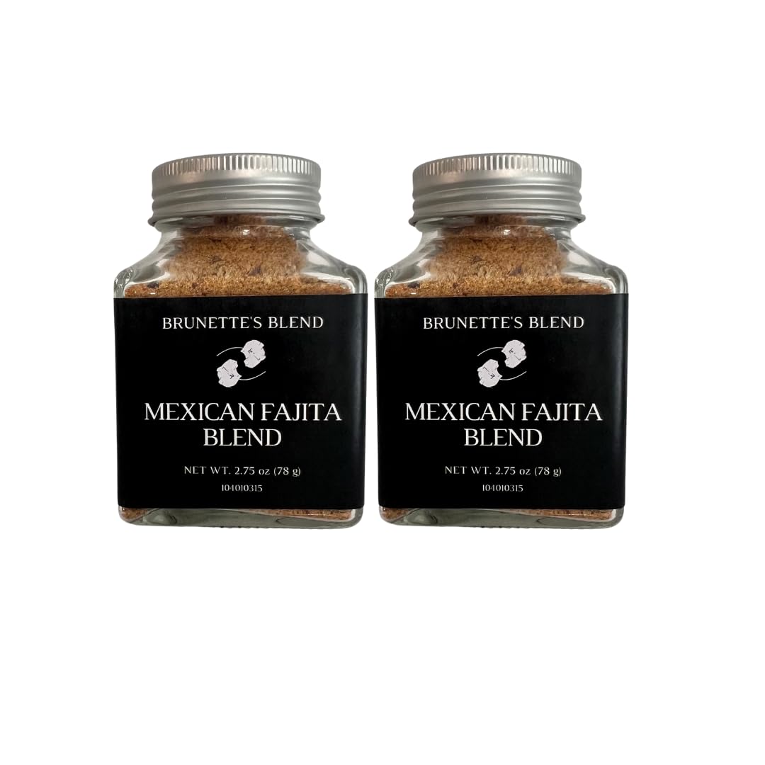 Brunette's Blend Mexican Fajita Seasoning Organic, No MSG, non-GMO, Vegan, Resealable Container, 2.75 Ounce (2 Pack)