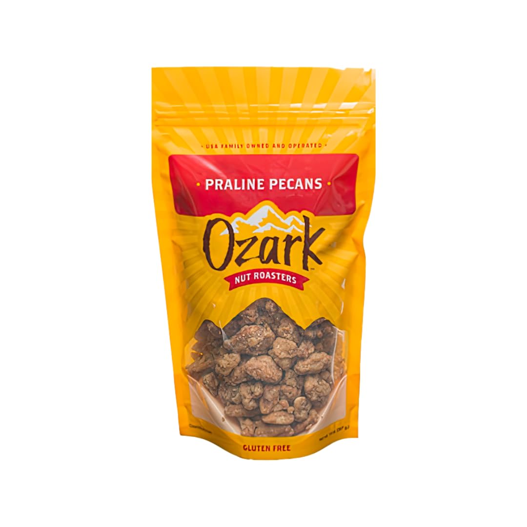 OZARK NUT ROASTERS, Praline Pecans, Flavored Snack Nuts, World-Class Gourmet Candied Peanuts, Resealable Pack