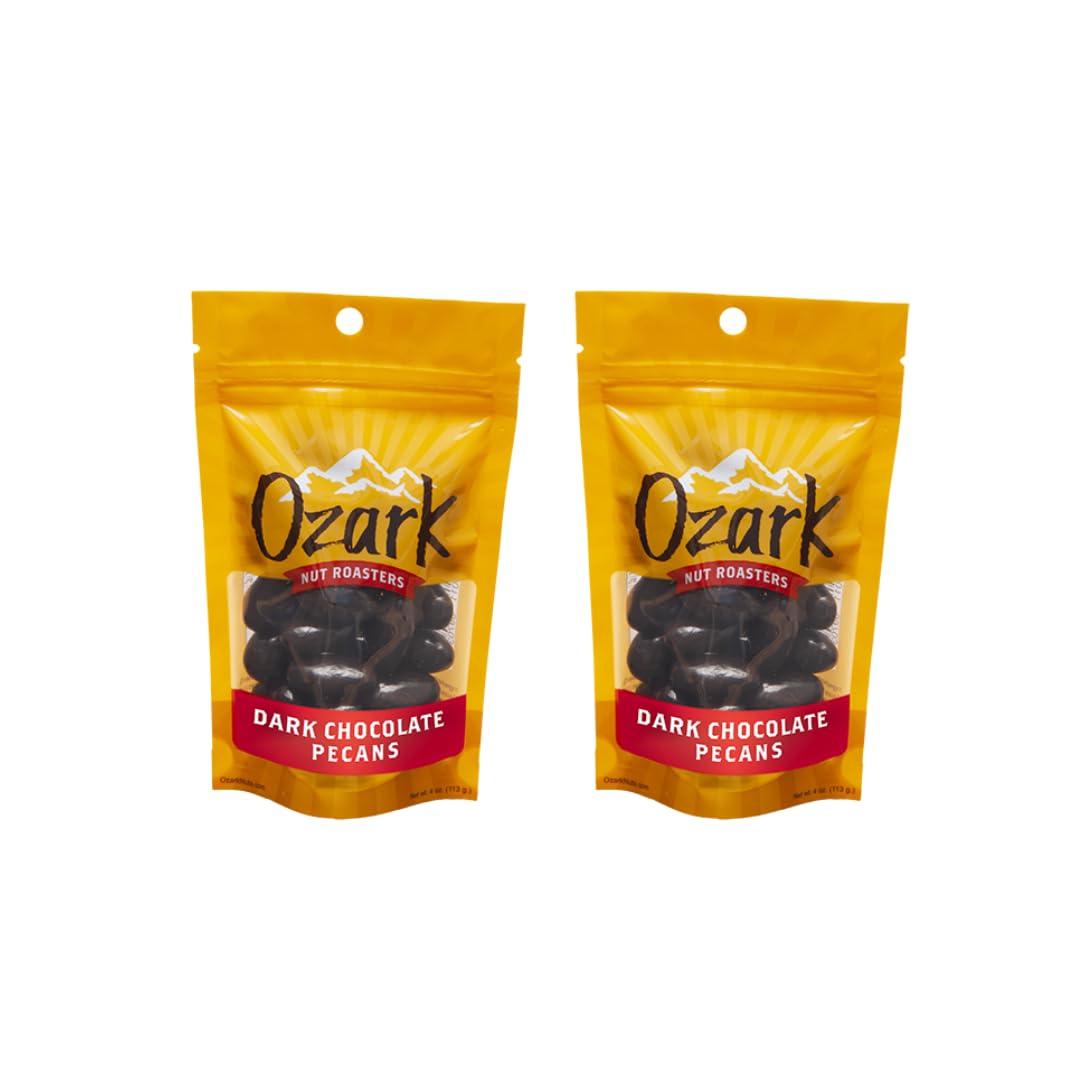 OZARK NUT ROASTERS, Dark Chocolate Pecans, Flavored Snack Nuts, World-Class Gourmet Candied Peanuts, Resealable Pack