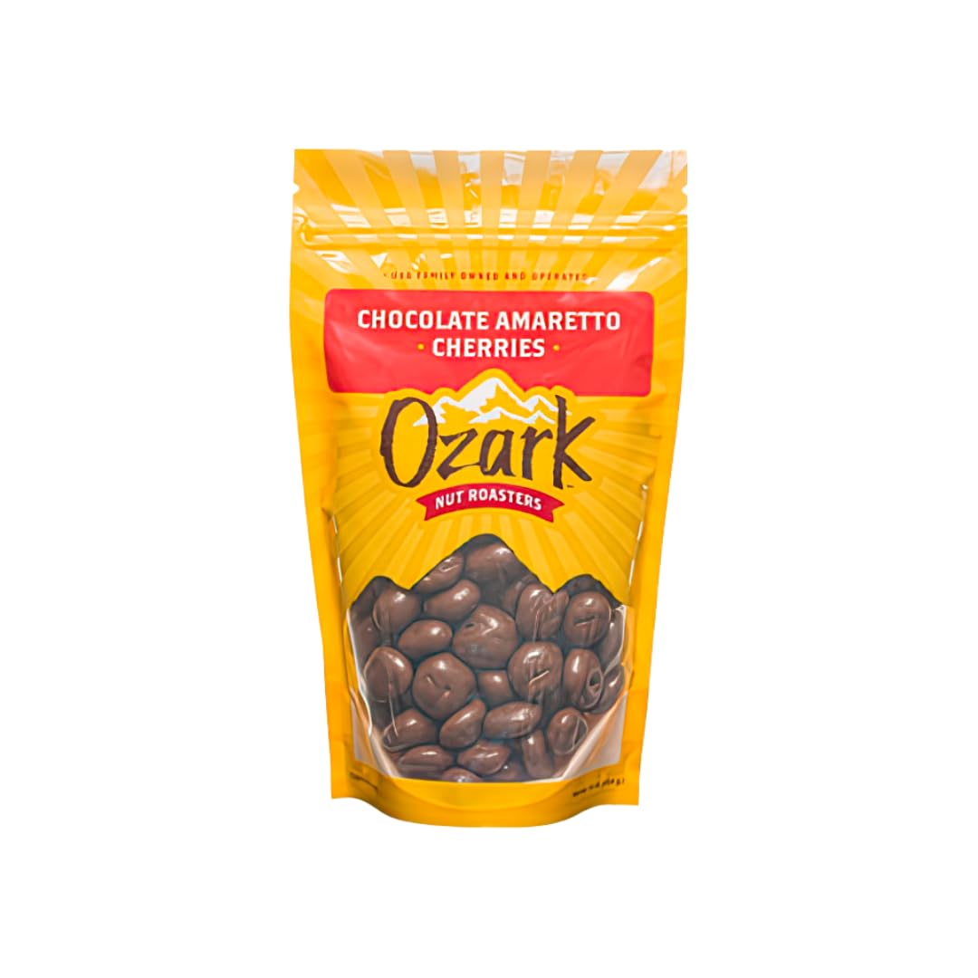 OZARK NUT ROASTERS, Chocolate Amaretto Cherries, Flavored Snack Nuts, World-Class Gourmet Candied Peanuts, Resealable Pack