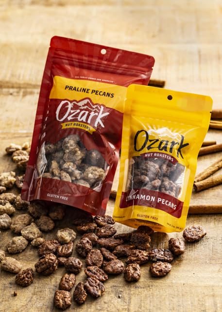 OZARK NUT ROASTERS, Cinnamon Pecans, Flavored Snack Nuts, World-Class Gourmet Candied Peanuts, Resealable Pack