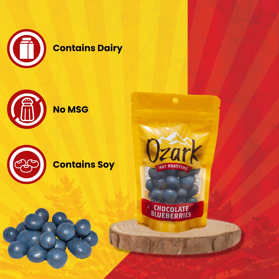 OZARK NUT ROASTERS, Chocolate Blueberries, Flavored Snack Nuts, World-Class Gourmet Candied Peanuts, 4 Ounces Resealable Pack…