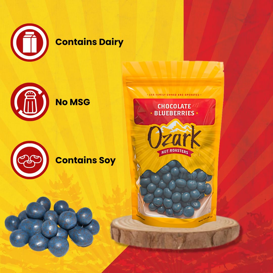 OZARK NUT ROASTERS, Chocolate Blueberries, Flavored Snack Nuts, World-Class Gourmet Candied Peanuts, 4 Ounces Resealable Pack…
