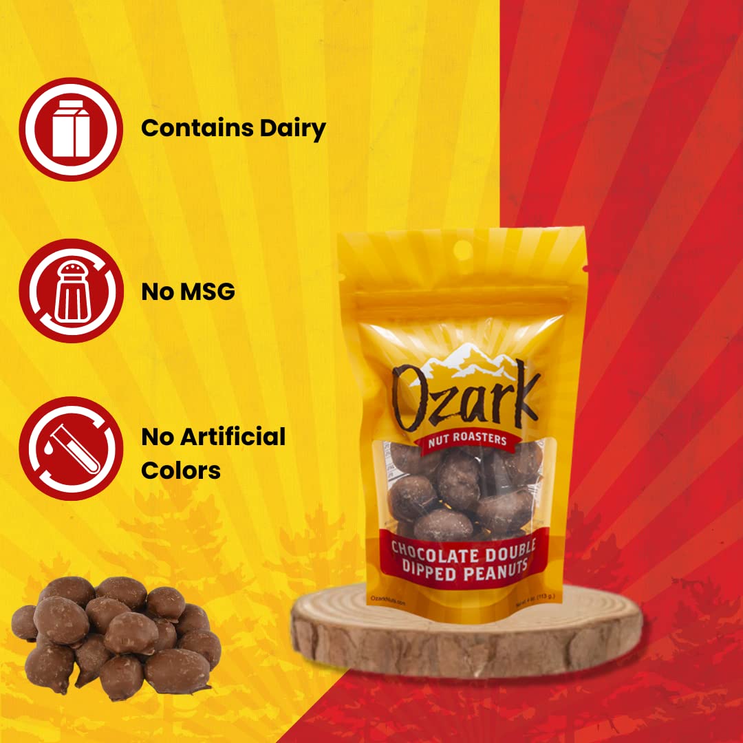 OZARK NUT ROASTERS, Double Dipped Chocolate Peanuts, Flavored Snack Nuts, World-Class Gourmet Candied Peanuts, Resealable Pack