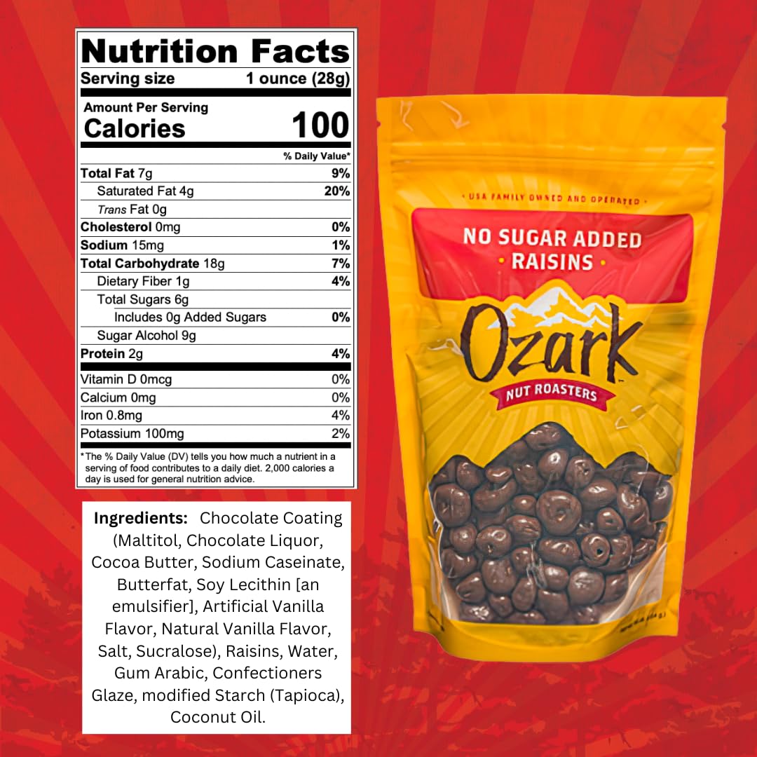 OZARK NUT ROASTERS, No Sugar Added Raisins, Flavored Snack Nuts, World-Class Gourmet Candied Peanuts, Resealable Pack