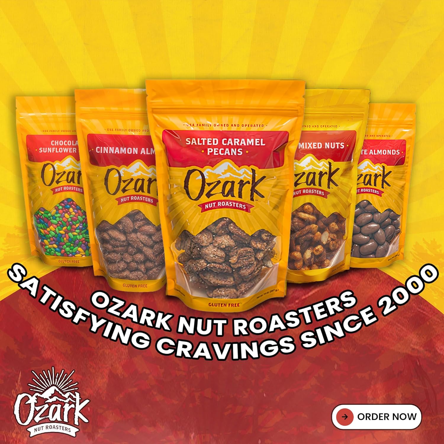 OZARK NUT ROASTERS, No Sugar Added Raisins, Flavored Snack Nuts, World-Class Gourmet Candied Peanuts, Resealable Pack