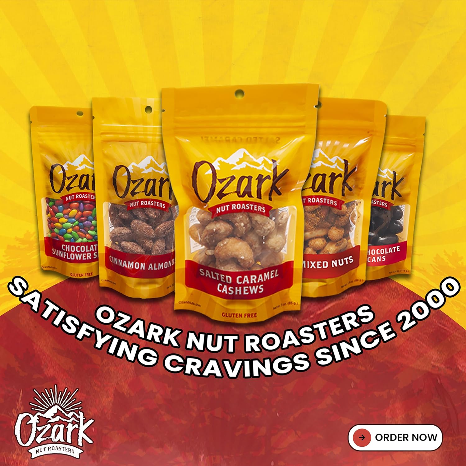 OZARK NUT ROASTERS, No Sugar Added Raisins, Flavored Snack Nuts, World-Class Gourmet Candied Peanuts, Resealable Pack