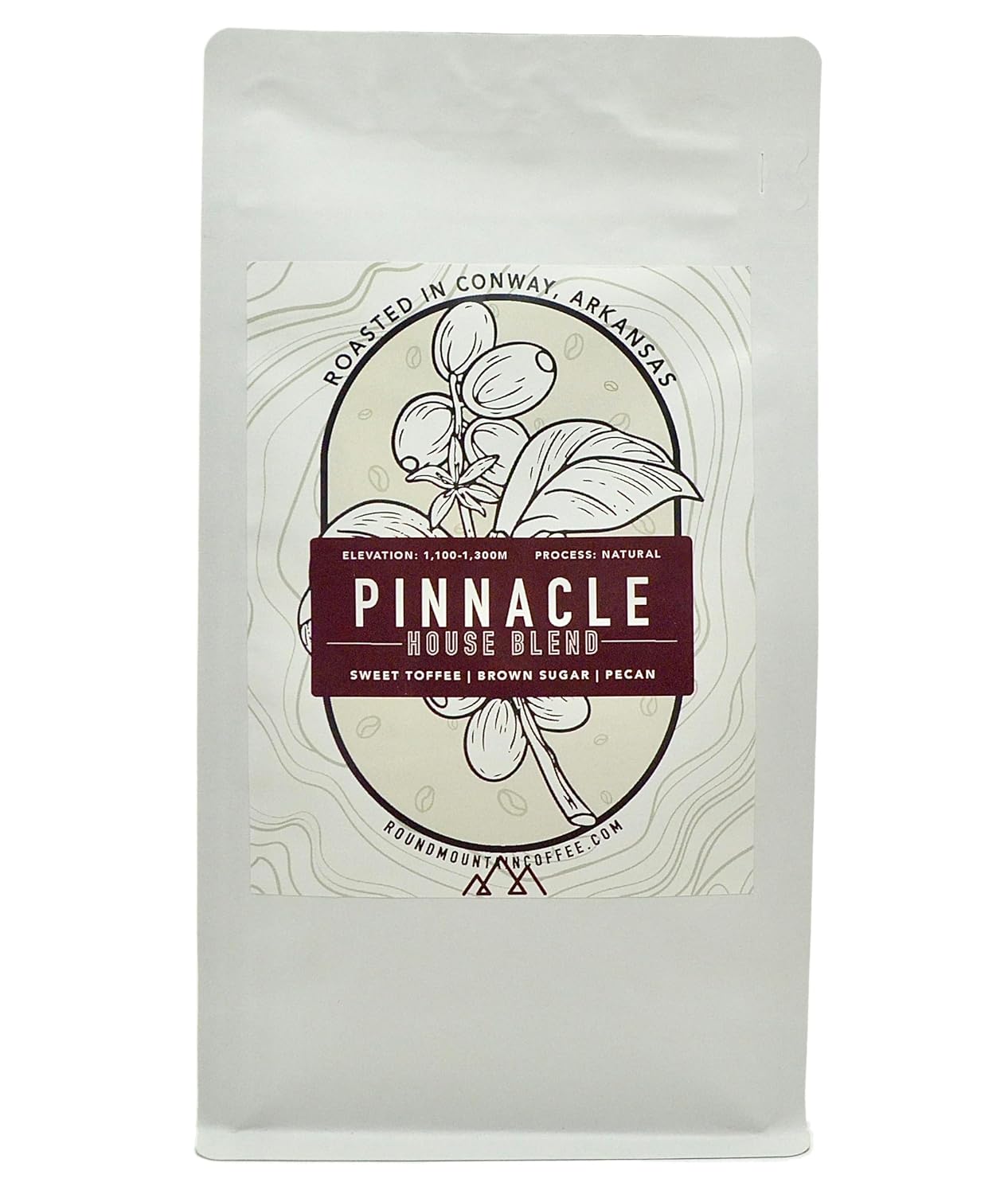 Round Mountain Coffee Pinnacle House Blend, Whole Bean, Sweet Toffee - Brown Sugar - Pecan 12 Ounce